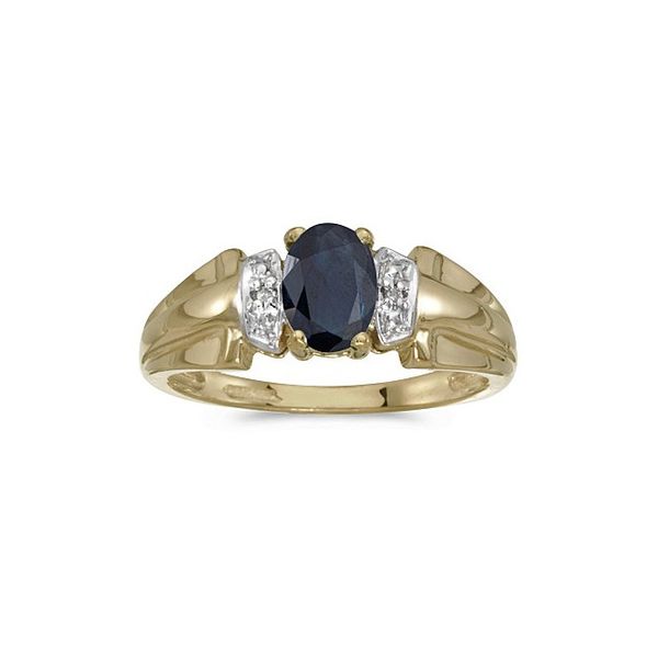 14k Yellow Gold Oval Sapphire And Diamond Ring
