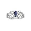 10k White Gold Marquise Sapphire Filagree Ring