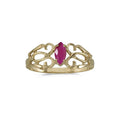 14k Yellow Gold Marquise Ruby Filagree Ring
