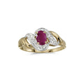 10k Yellow Gold Oval Ruby And Diamond Swirl Ring