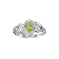 10k White Gold Oval Peridot And Diamond Swirl Ring