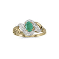 14k Yellow Gold Oval Emerald And Diamond Swirl Ring