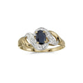 14k Yellow Gold Oval Sapphire And Diamond Swirl Ring