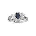 14k White Gold Oval Sapphire And Diamond Swirl Ring