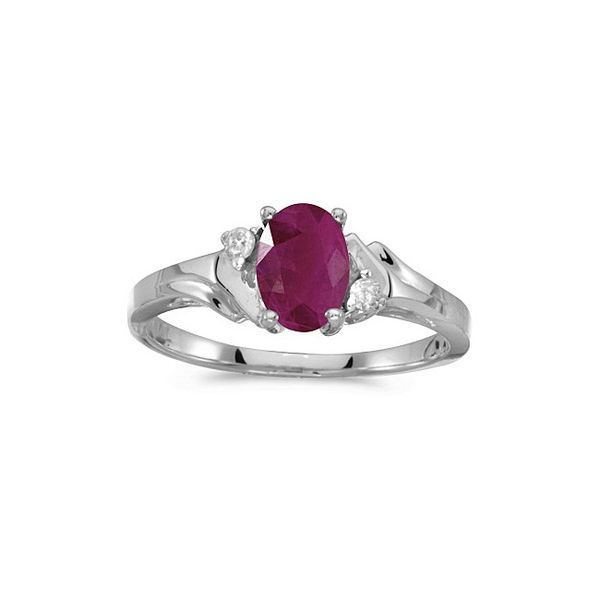14k White Gold Oval Sapphire And Diamond Ring