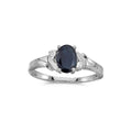 14k White Gold Oval Sapphire And Diamond Ring