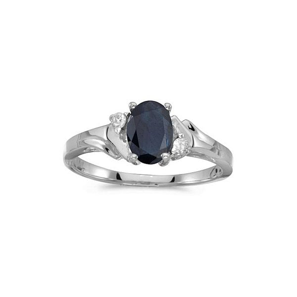 14k White Gold Oval Sapphire And Diamond Ring