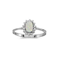 10k White Gold Oval Opal And Diamond Ring