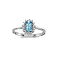 10k White Gold Oval Blue Topaz And Diamond Ring