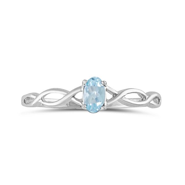 14k White Gold Oval Aquamarine Ring