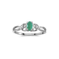 10k White Gold Oval Emerald And Diamond Ring