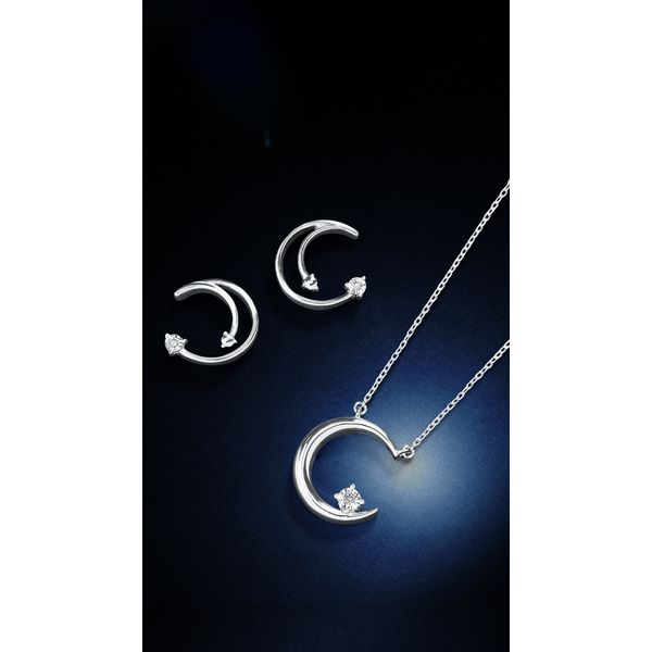 Sterling Silver Diamond Earrings - Image 2