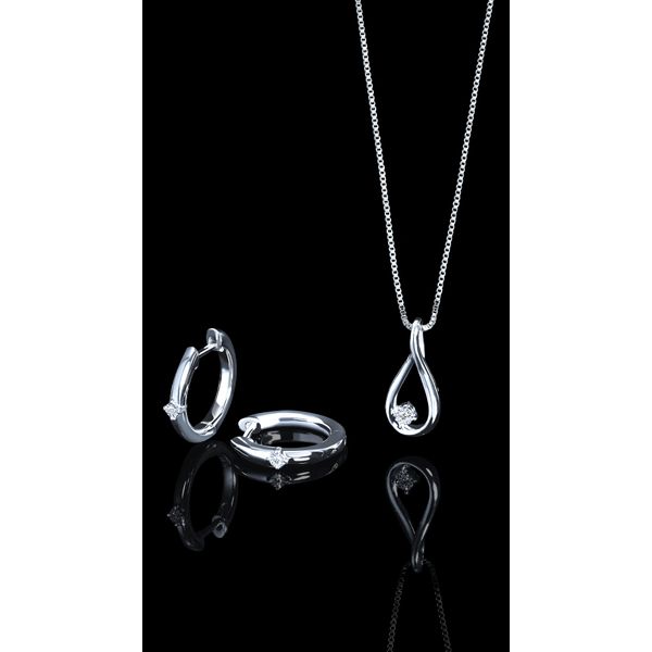 Sterling Silver Diamond Earrings - Image 2
