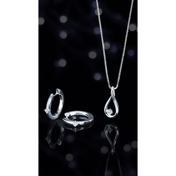 Sterling Silver Diamond Earrings - Image 3