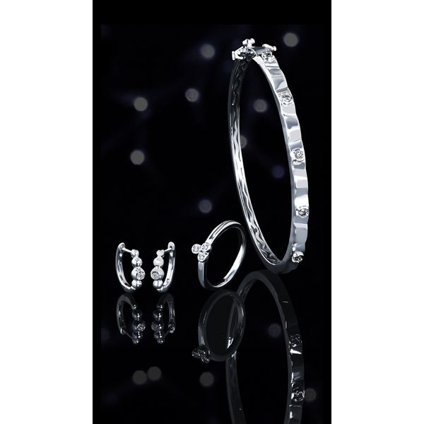 Sterling Silver Diamond Earrings - Image 3