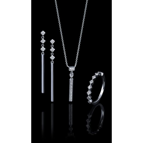 Sterling Silver Diamond Earrings - Image 2