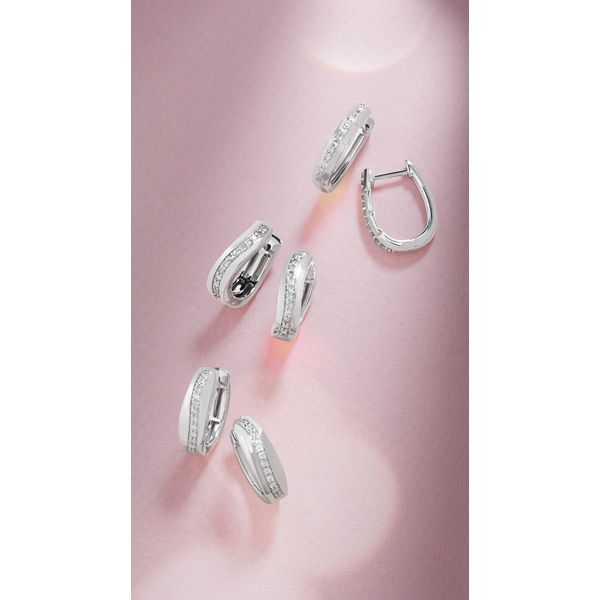 Sterling Silver Diamond Earrings - Image 2