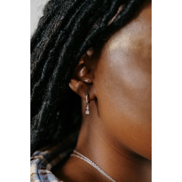 Sterling Silver Diamond Earrings - Image 3