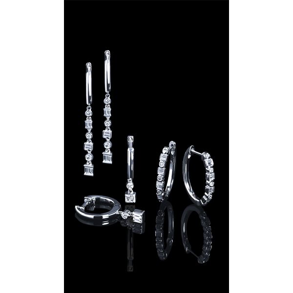 Sterling Silver Diamond Earrings - Image 2