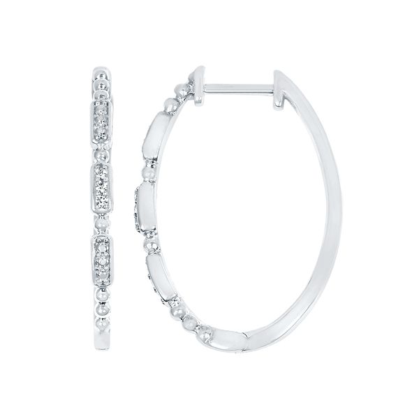 Sterling Silver Diamond Earrings - Image 2