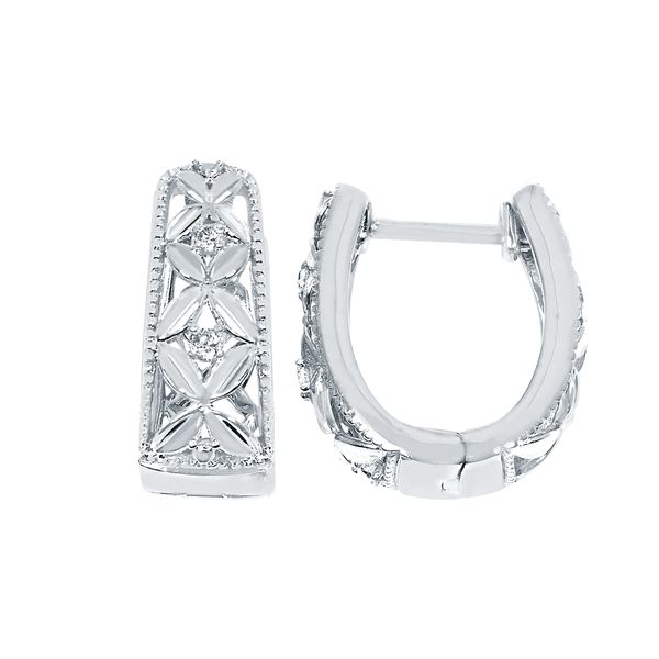 Sterling Silver Diamond Earrings - Image 2