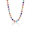 79.96 CTW Fancy Lab-Grown Sapphire Tennis Choker Necklace