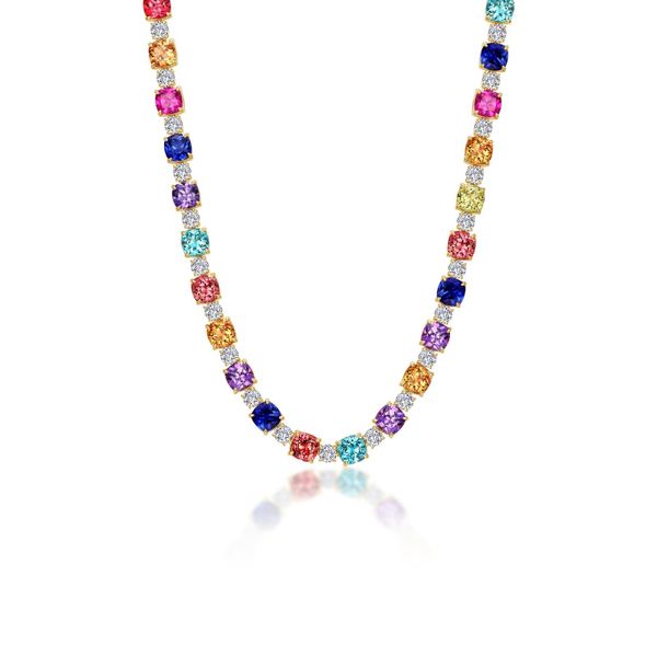 79.96 CTW Fancy Lab-Grown Sapphire Tennis Choker Necklace