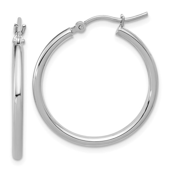Leslie's 10K White Gold Polished Hinged Hoop Earrings