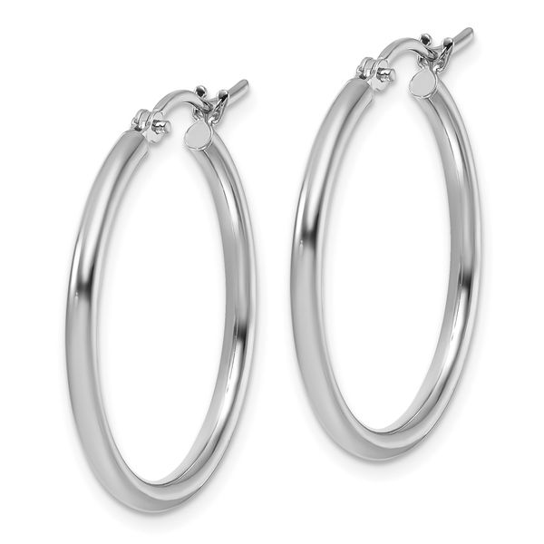 Leslie's 10K White Gold Polished Hinged Hoop Earrings - Image 2