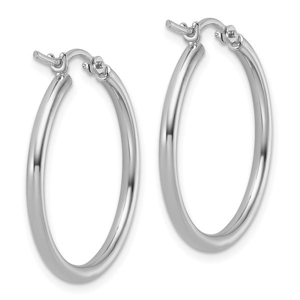 Leslie's 10K White Gold Polished Hinged Hoop Earrings - Image 4