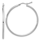 Leslie's 10K White Gold Polished Hinged Hoop Earrings
