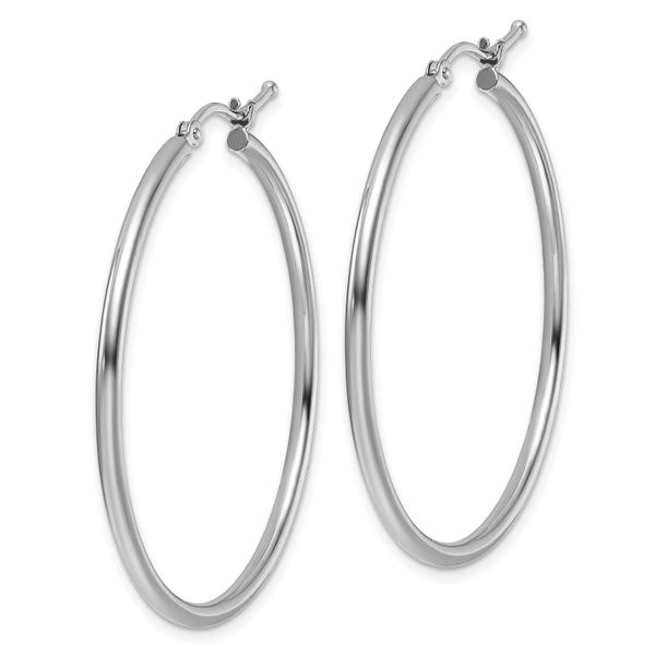 Leslie's 10K White Gold Polished Hinged Hoop Earrings - Image 2