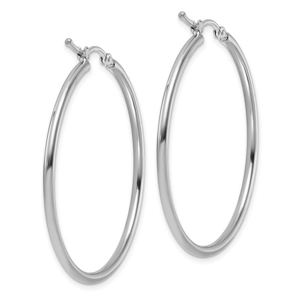Leslie's 10K White Gold Polished Hinged Hoop Earrings - Image 4