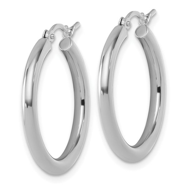 Leslie's 10K White Gold Polished Hinged Hoop Earrings - Image 2
