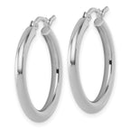 Leslie's 10K White Gold Polished Hinged Hoop Earrings - Image 2