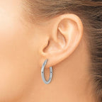 Leslie's 10K White Gold Polished Hinged Hoop Earrings - Image 3