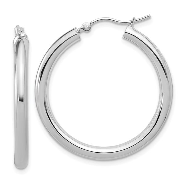Leslie's 10K White Gold Polished Hinged Hoop Earrings