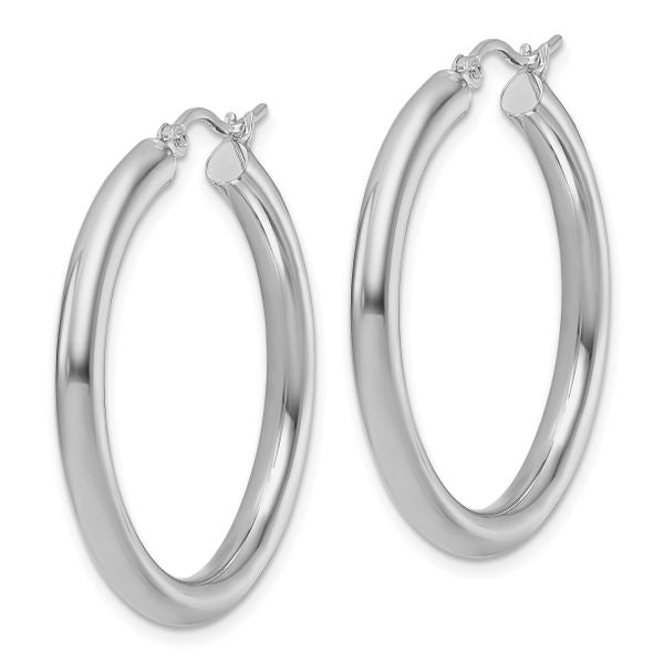 Leslie's 10K White Gold Polished Hinged Hoop Earrings - Image 2