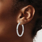 Leslie's 10K White Gold Polished Hinged Hoop Earrings - Image 3