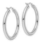 Leslie's 10K White Gold Polished Hinged Hoop Earrings - Image 4
