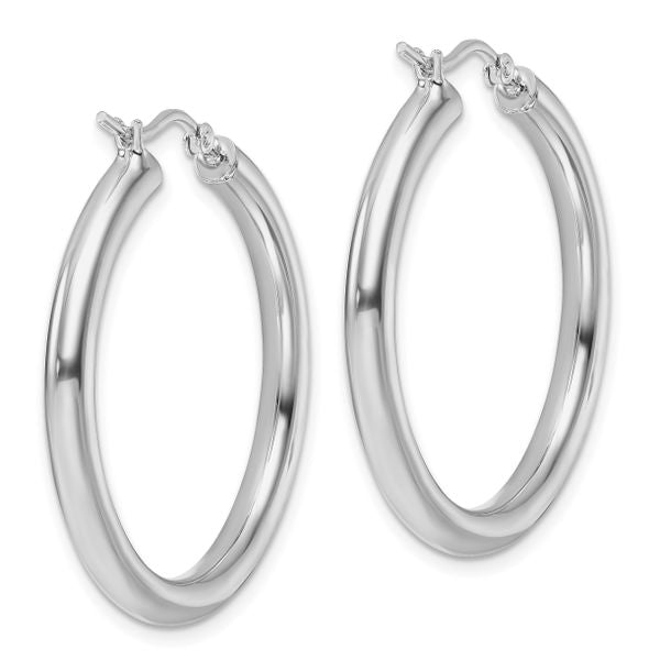 Leslie's 10K White Gold Polished Hinged Hoop Earrings - Image 4