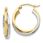 Leslie's 10K Two-tone Polished Hinged Hoop Earrings