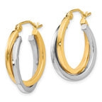 Leslie's 10K Two-tone Polished Hinged Hoop Earrings - Image 2