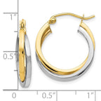 Leslie's 10K Two-tone Polished Hinged Hoop Earrings - Image 4