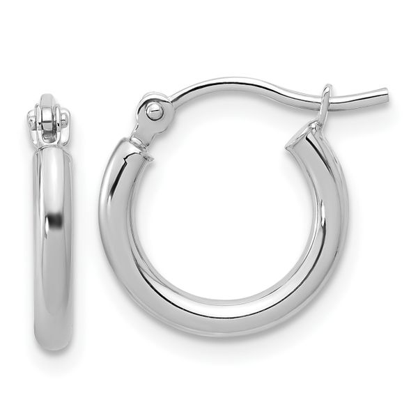 Leslie's 10K White Gold Polished Hinged Hoop Earrings