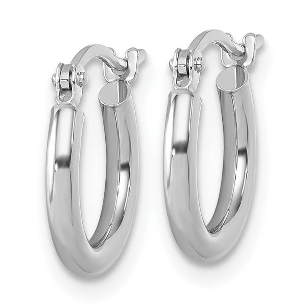 Leslie's 10K White Gold Polished Hinged Hoop Earrings - Image 2