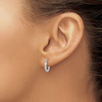 Leslie's 10K White Gold Polished Hinged Hoop Earrings - Image 3