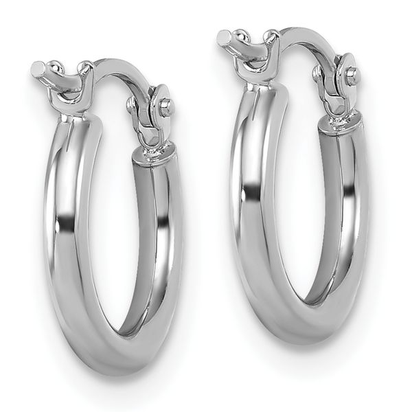 Leslie's 10K White Gold Polished Hinged Hoop Earrings - Image 4