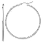 Leslie's 10K White Gold Polished Hinged Hoop Earrings