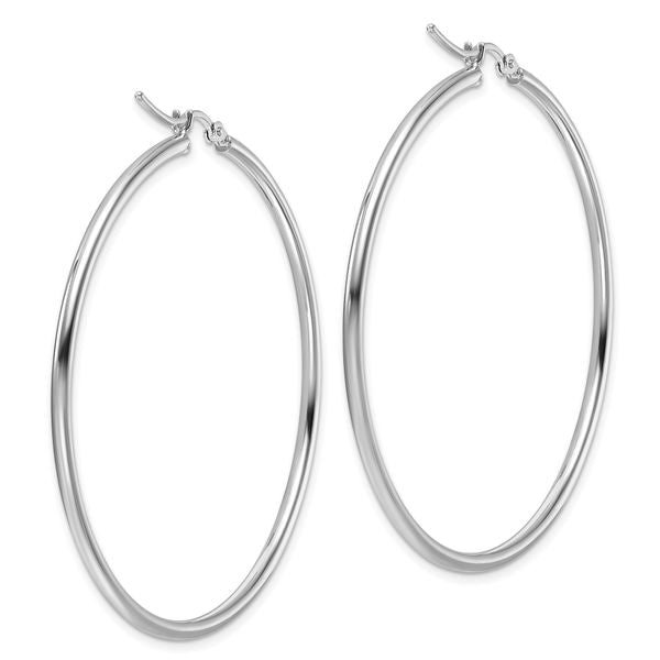 Leslie's 10K White Gold Polished Hinged Hoop Earrings - Image 4